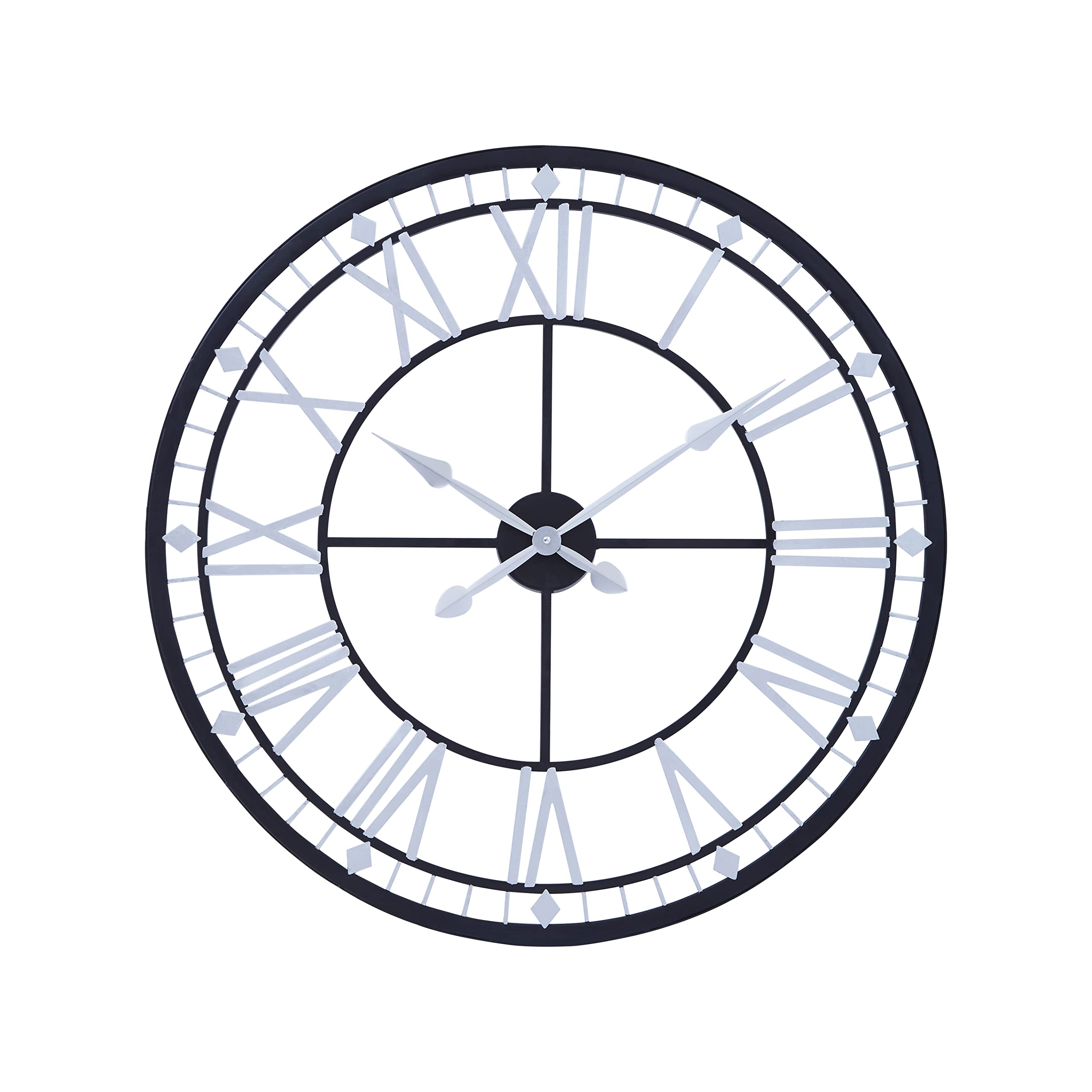Premier Housewares Wall Clock Wooden Clocks For Living Room Silver Roman Numbers Kitchen Clocks Wall Contemporary Clocks For Bedrooms 80 X 4 X 80