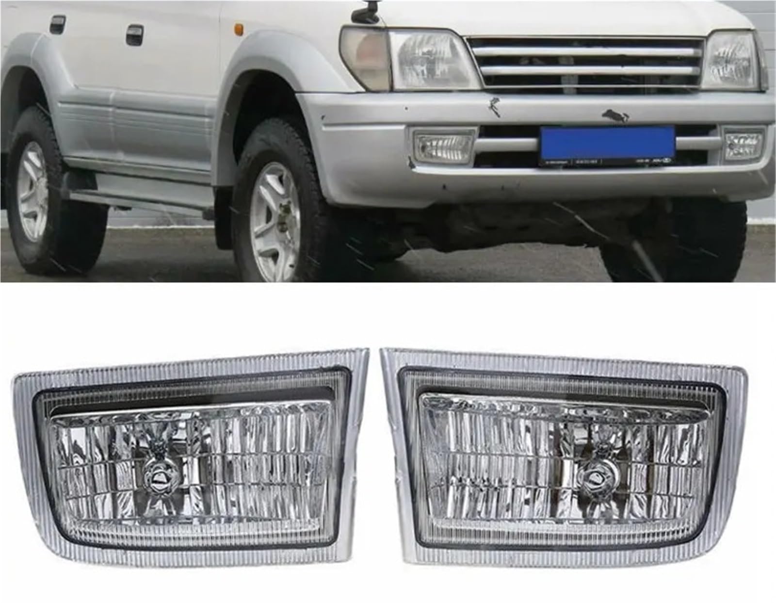 Compatible For Toyota Land Cruiser Prado FJ90 LC90 1999-2002 Car Front Bumper Fog Light Daytime Running Light Drive Lamp Cover Without Bulb(Left and Right)