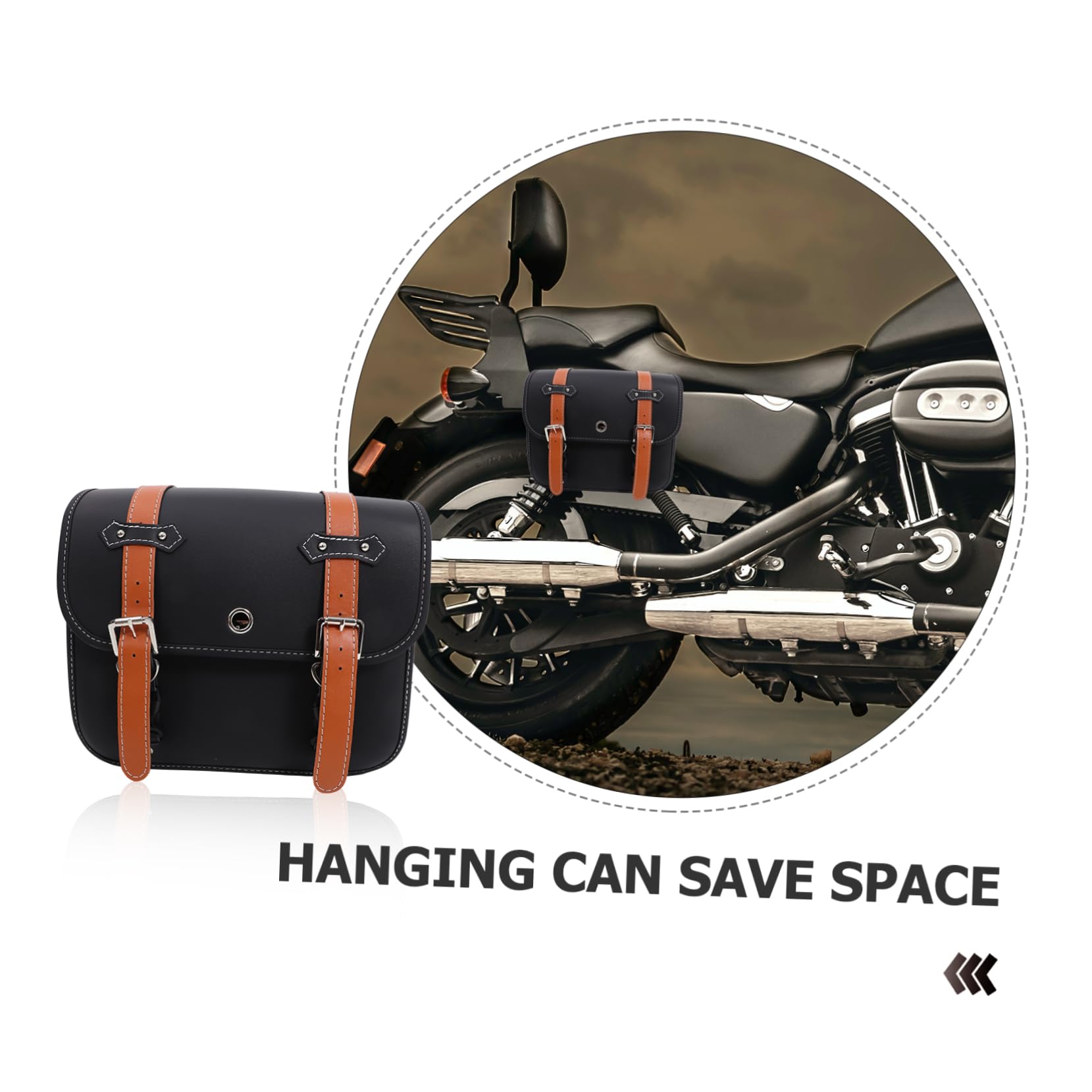 Ciieeo Sacoche de Moto Vintage en Cuir Noir Sacoches Latérales Étanches 2 Pièces Facile à Installer et Retirer pour Rangement Outils Moto