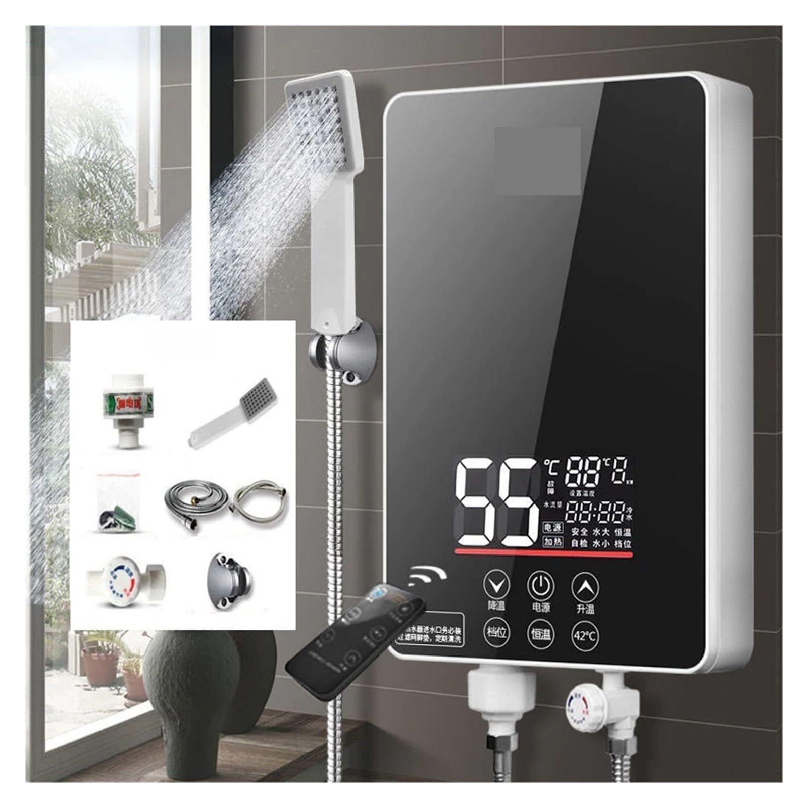 Przenośny Elektryczny Podgrzewacz Wody O Mocy 6000 W. Natychmiastowe Ogrzewanie Stała Temperatura. Łazienka Z Prysznicem W Gospodarstwie Domowym. Oszczędność Energii Łatwy w użyciu(Blauw)