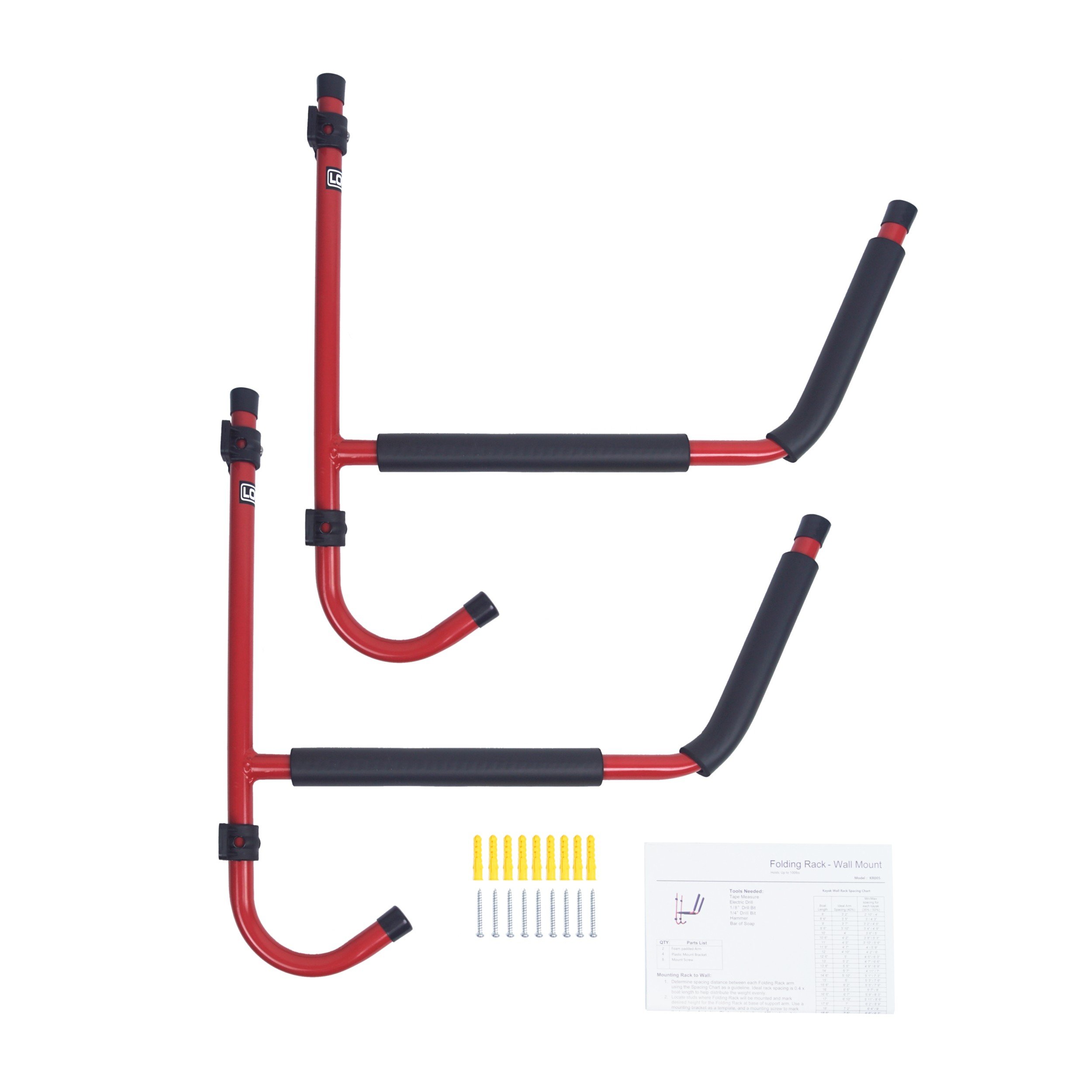 Lomo Support mural pliable pour kayak Rouge