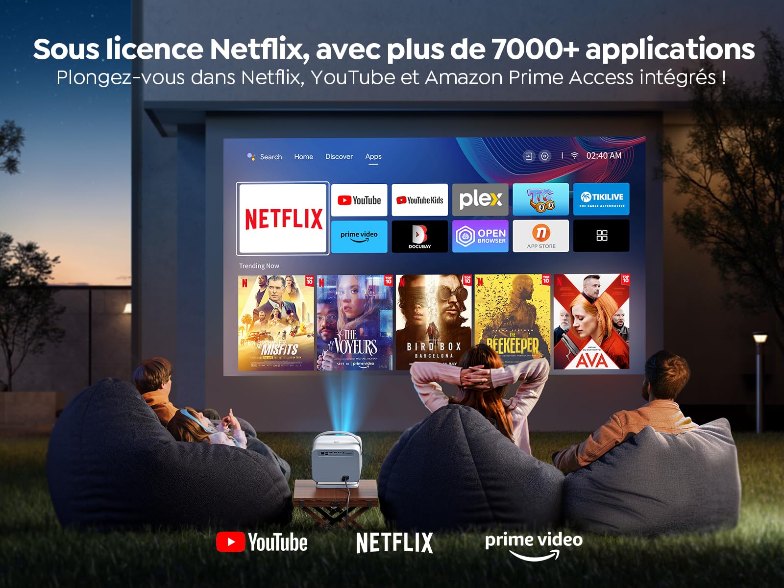 Videoproiettore Netflix Integrato, Dolby 20W Proiettore video nativo Full HD 1080P, 4K Retroproiettore WiFi Bluetooth, Auto Focus/Keystone, Yaber V12 Videoproiettore portatile completamente