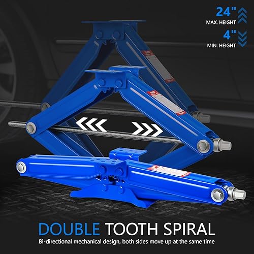 Miniatura 9 de DNA MOTORING TOOLS-00333 - Paquete de 4 gatos de tijera estabilizadores de remolque de 5000 libras con manivela de velocidad, altura de 4 a 24