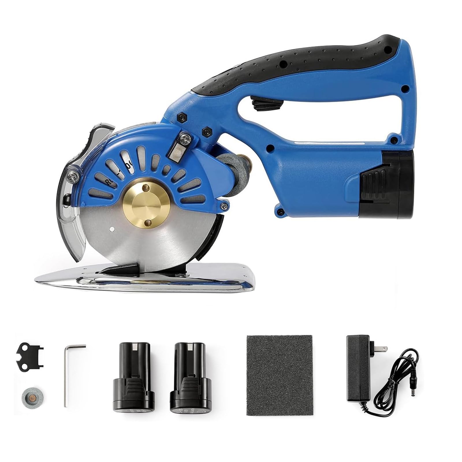 Cortador Rotativo EléCtrico De Tela con Velocidad Ajustable, Tijeras De Tela, Hoja De 110 Mm, Grosor De 1,2" MáQuina De Corte De Tela InaláMbrica para Cuero, Tela, Alfombras