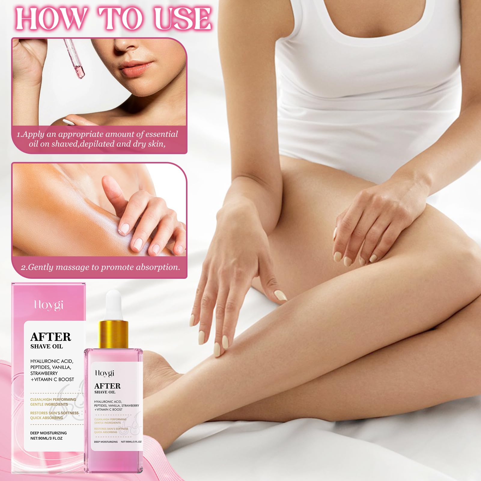 After Shave Oil,Fresa Después de un Aceite de Afeitar Mujeres,Aceite After Shave de Fresa y Vainilla para Mujeres,Aceite After Shave Women Calmante e Hidratante,Perfecto para Piel Sensible