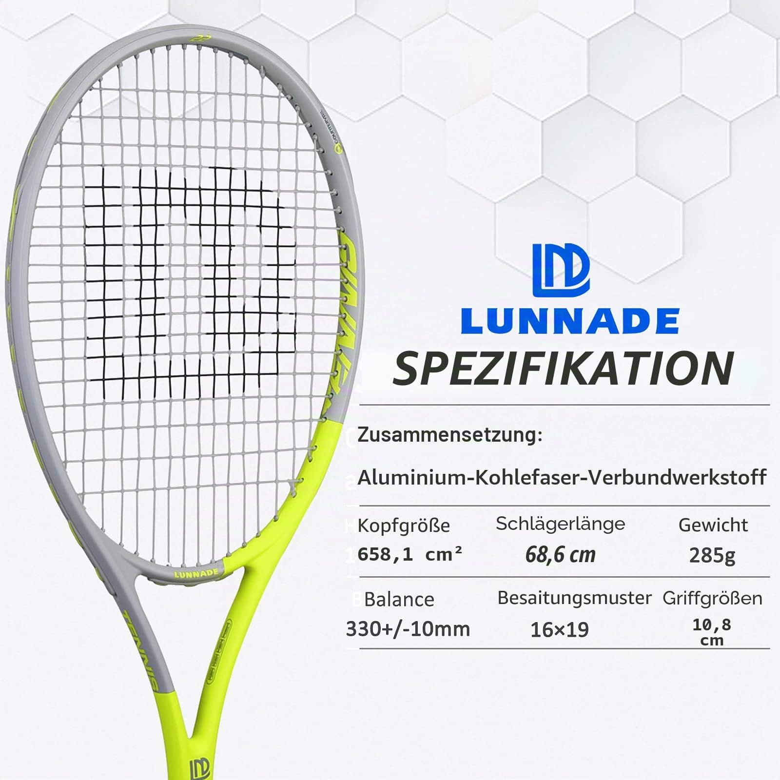 27 Zoll Tennisschläger für Erwachsene, 2 Tennisschläger mit Hülle,Geeignet für Damen Herren Anfänger und Fortgeschrittene