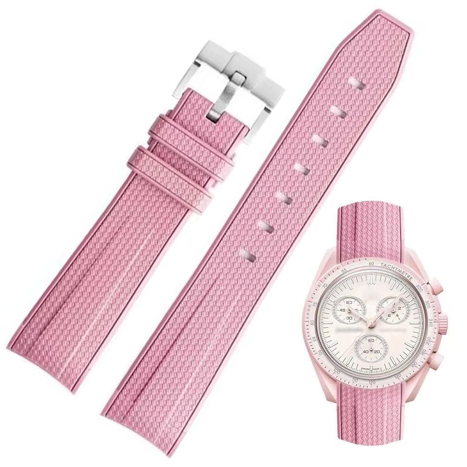 Correa de reloj para reloj Moonswatch, 20 mm, extremo curvado, estilo de tejido, caucho de silicona premium, correa de repuesto de goma de silicona, compatible con Omega XSwatch Moonswatch — view 14
