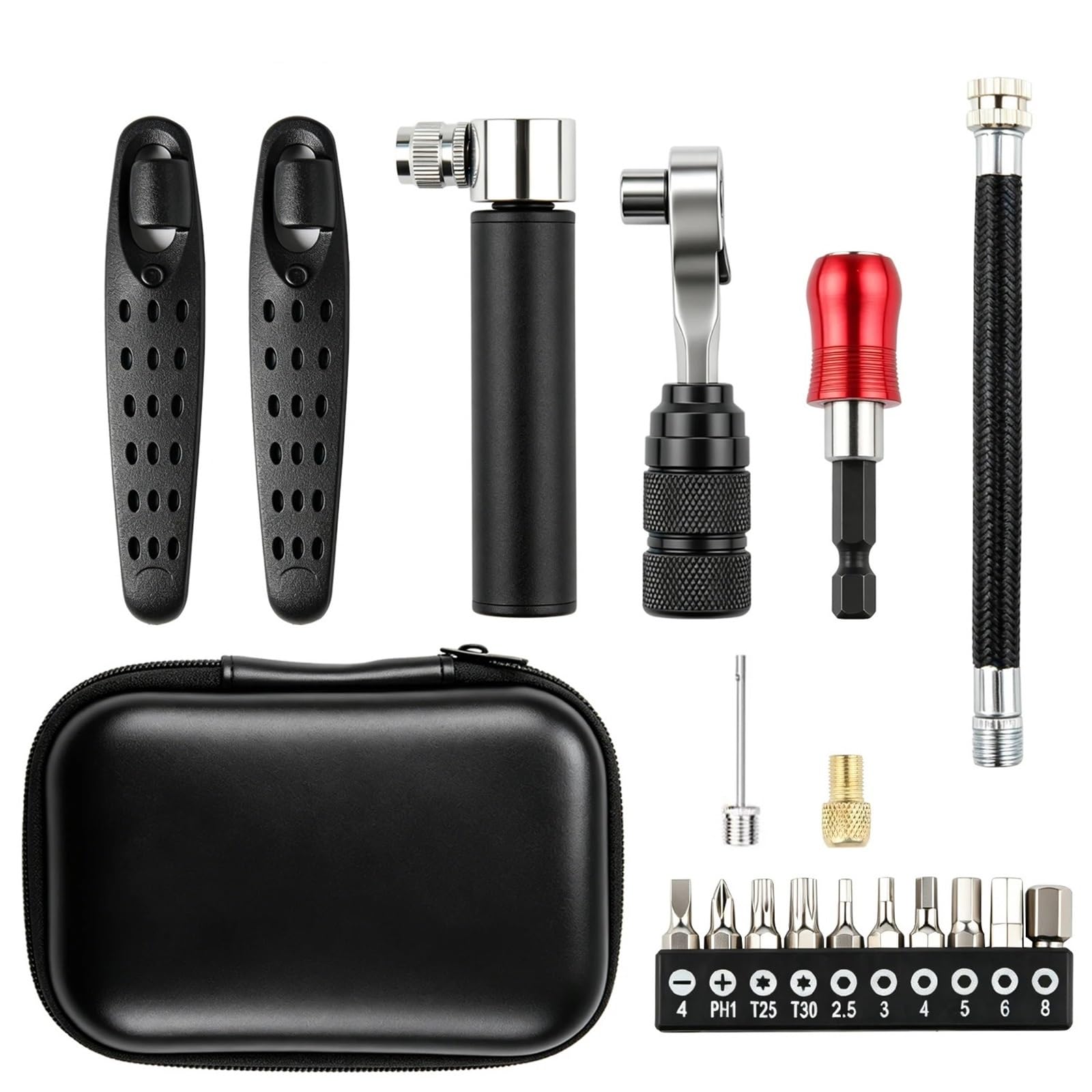 Kit Di Riparazione Bici Multifunzionale Portatile, Set Di Strumenti In Lega Di Alluminio Con Chiave A Cricchetto For Leva Pneumatici For Ciclismo MTB