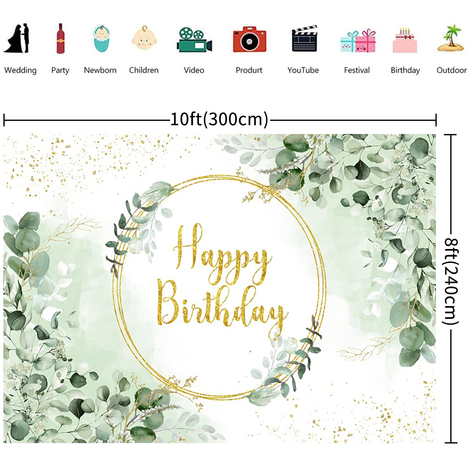 Sfondo Fotografico Foglie Di Eucalipto 1,5x1,2 M – Telo Vinilico Per Feste, Baby Shower E Compleanni