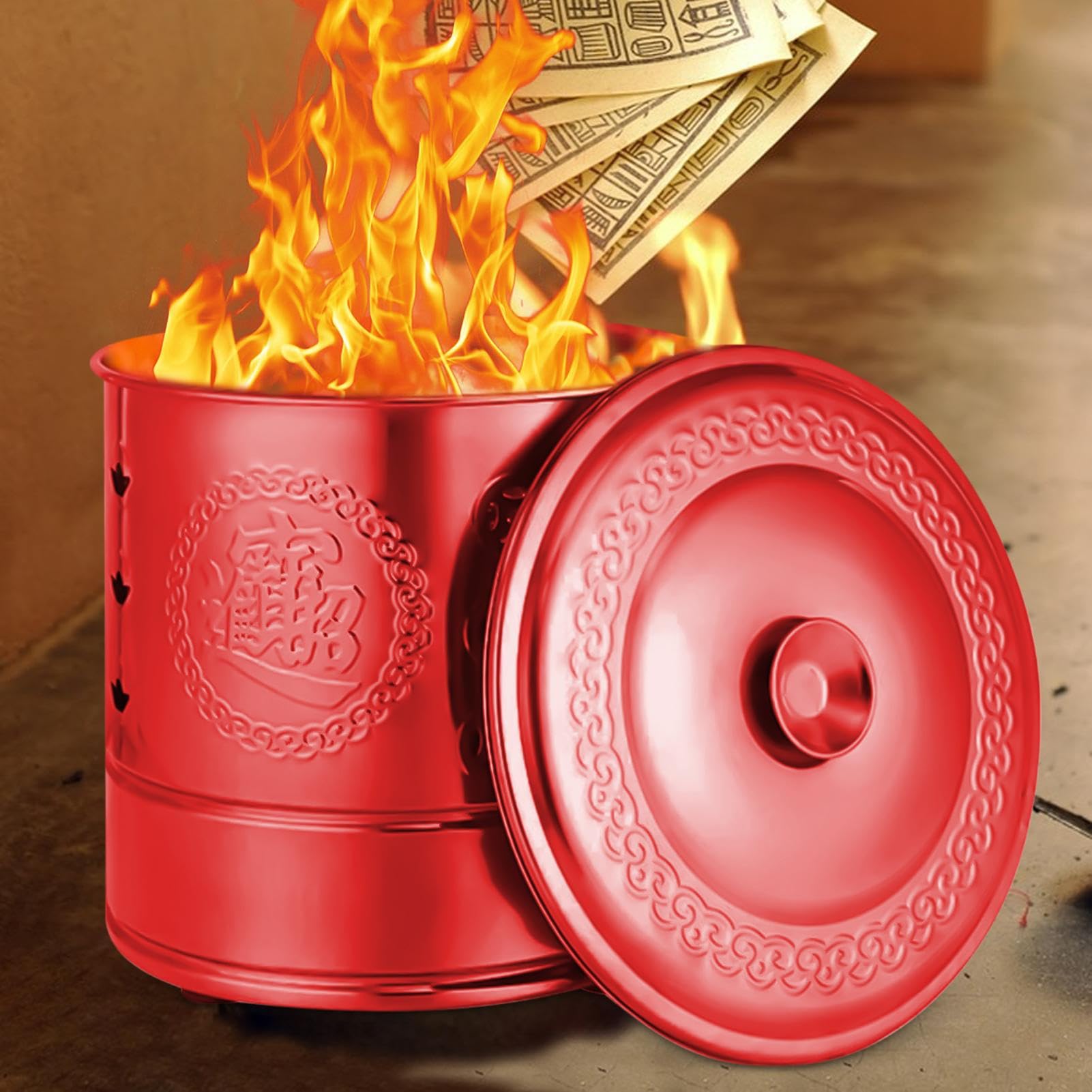 Secchio Inceneritore Carta Inceneritore A Barile Rituale Tradizionale | Contenitore Bruciatore Inceneritore In Acciaio Per Foglie, Legna, Rifiuti, Offerte Per Antenati, Cerimonie Fun