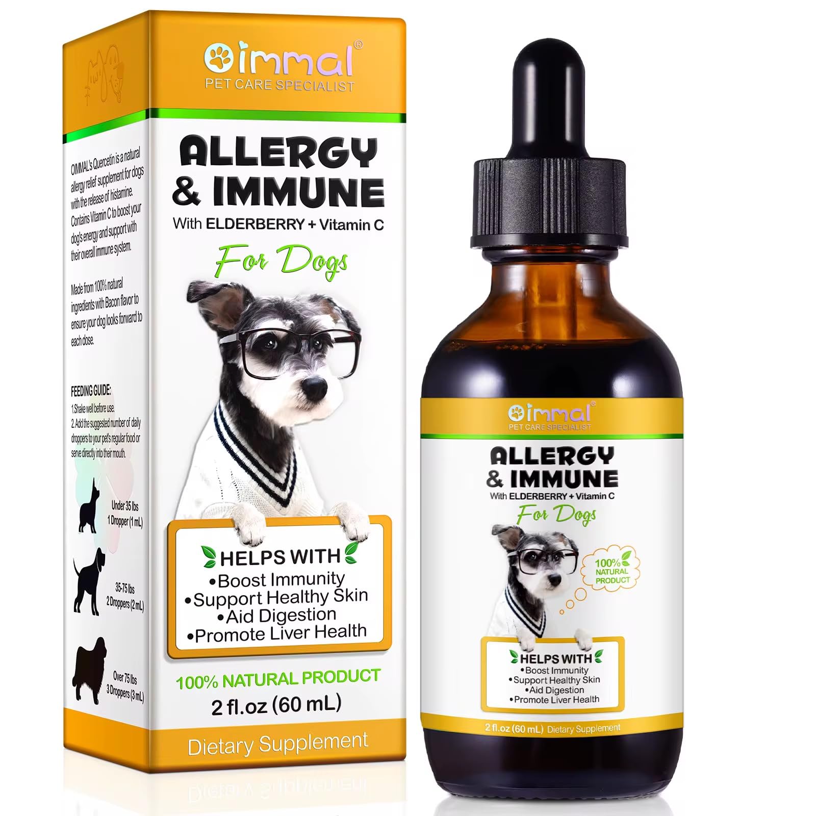 CARO Organics Allergy & Immune for dogs Itchy Skin Relief Anti Inflammatory Supplement, Boost Immunity, Support Healthy Skin