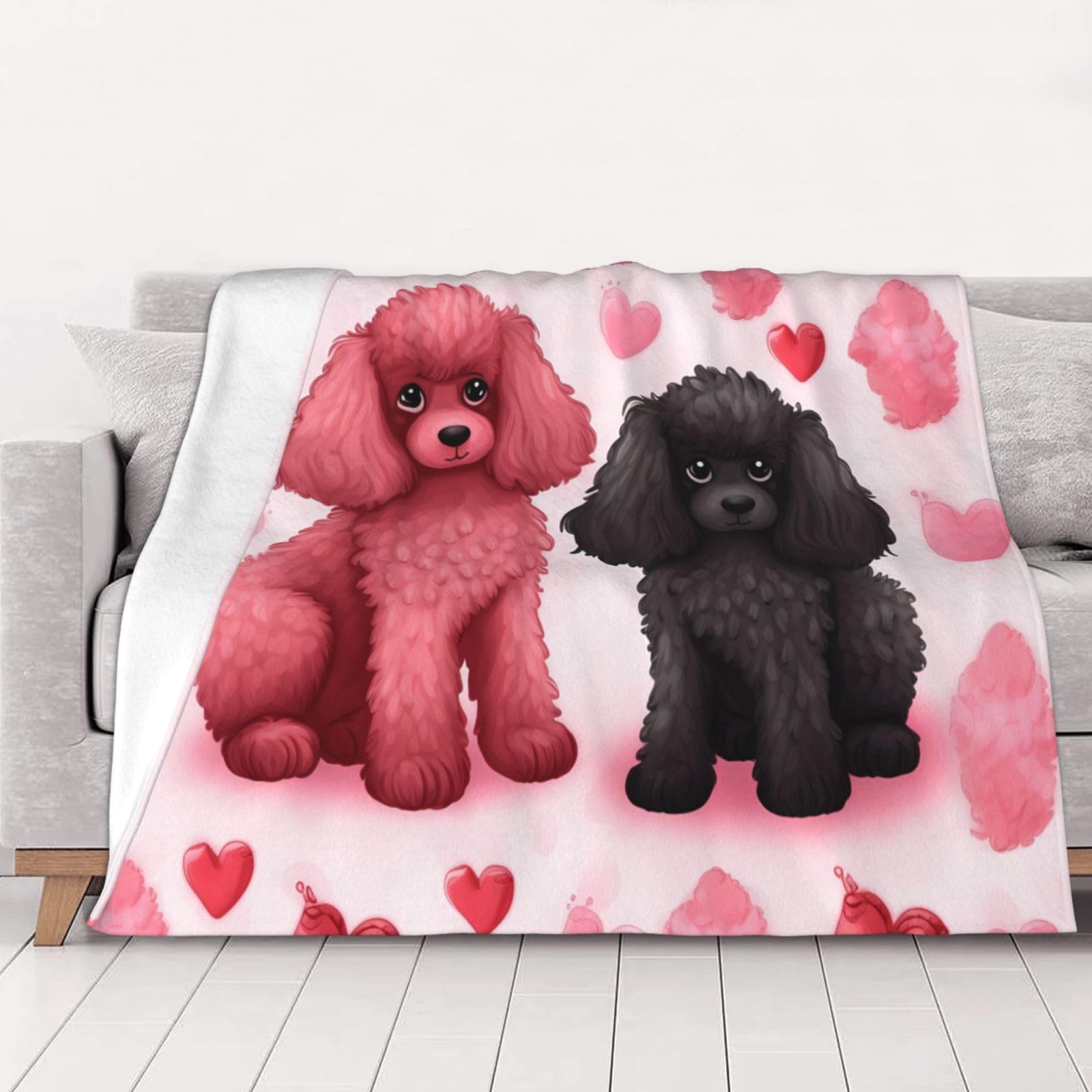 Couverture polaire confortable et anti-bouloche motif caniches