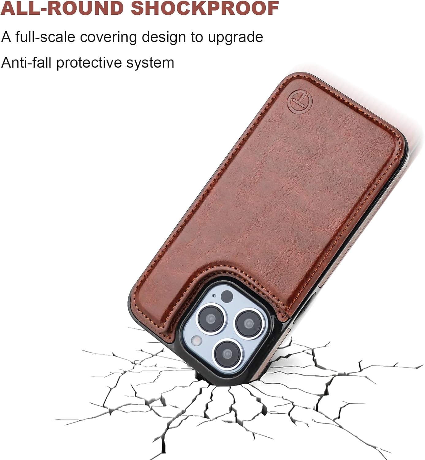 ONETOP Compatible with Magsafe for iPhone 13 Pro Wallet Case with Card Holder, PU Leather Kickstand RFID Blocking Case, Double Magnetic Clasp and Durable Shockproof Cover 6.1 Inch (Brown) - Image 8