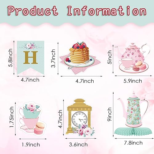 Miniatura 2 de Decoraciones florales de cumpleaños para fiesta de té, suministros de té para dos fiestas para niñas pequeñas, guirnalda colgante de flores de