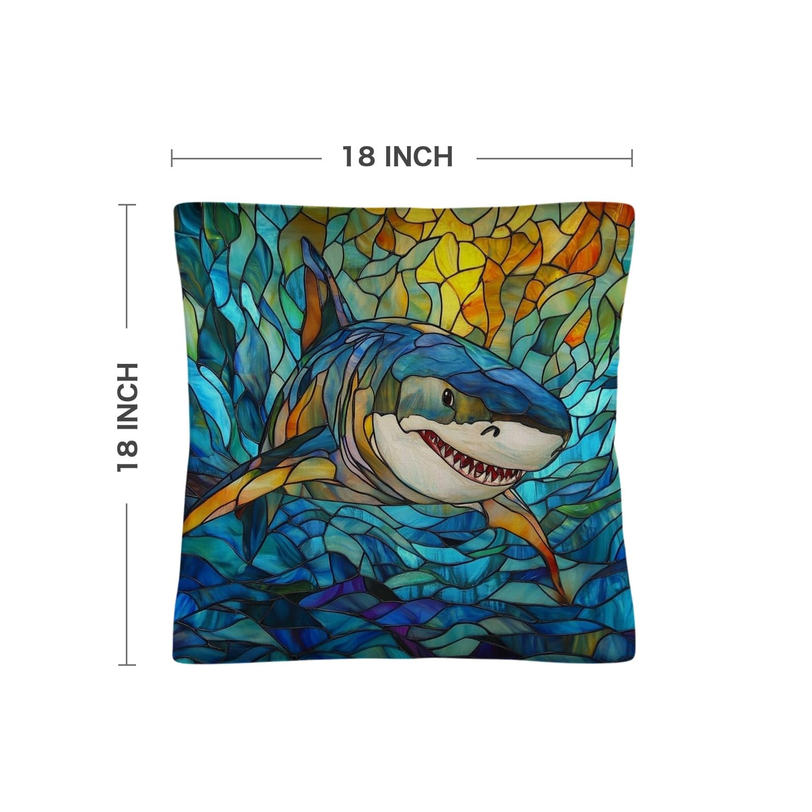 EtherSpher Blue Sharks Pattern Stained Glass Style Decorative pillowscase Little Girls Pillow Cases Twin Pillow case 18x18