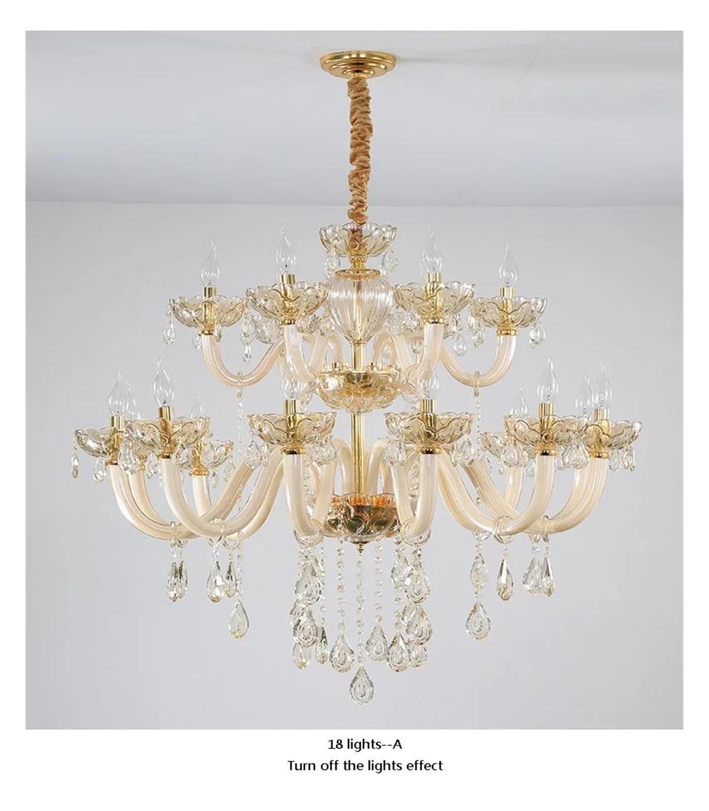 Genérico Lámparas de araña, Lámpara de araña cristal estilo europeo for sala estar, ambiente lujoso, escalera hotel dúplex, luz vela, lámpara LED creativa for dormitorio(Changeable,18 lights A)