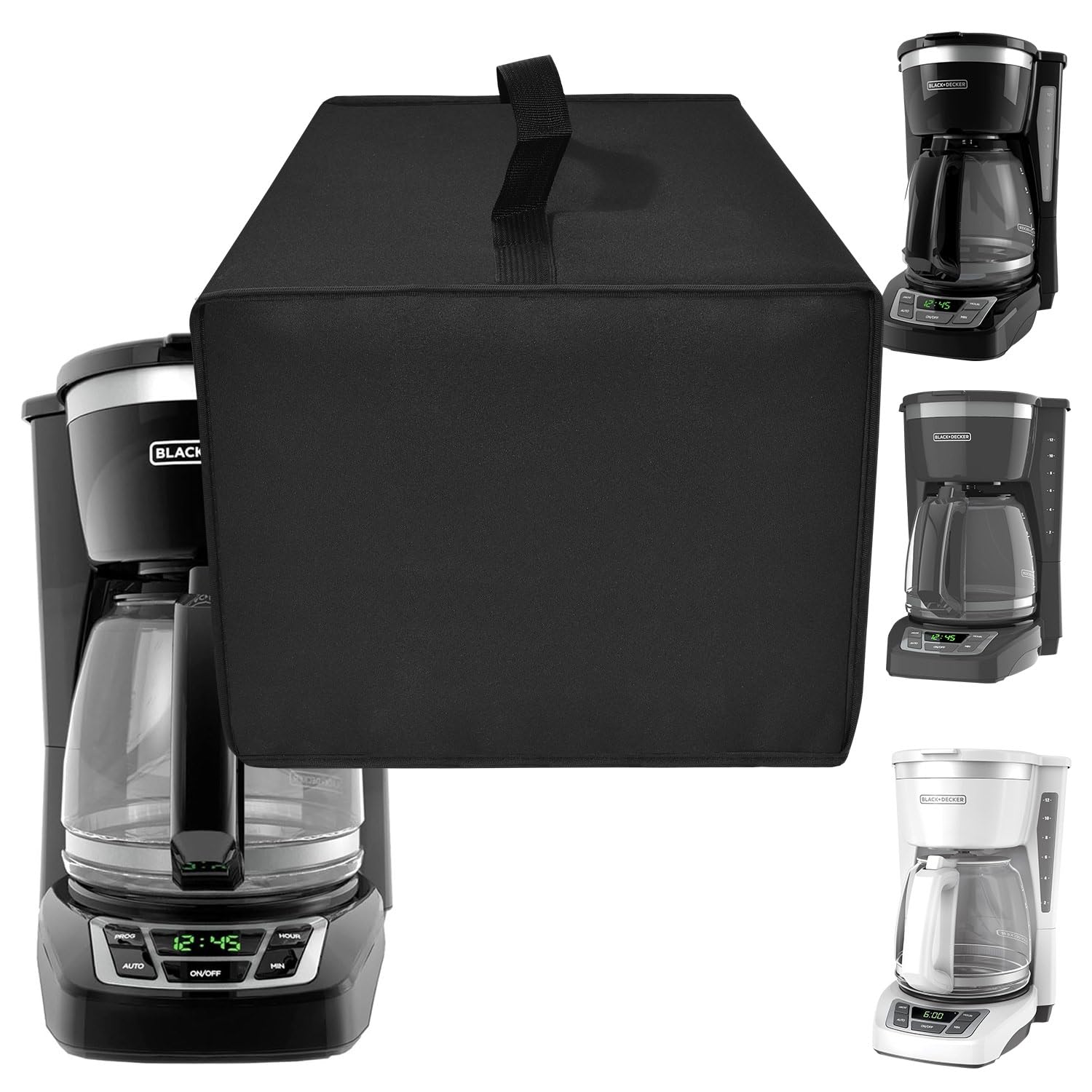 NUENSS-ROR Cover for BLACK+DECKER Coffee Maker Heavy Duty Waterproof Dustproof Stain-Resistant Heat-Resistant Coffee Machine Protective Cover Case for BLACK+DECKER 12-Cup Digital Coffee Maker (Black)