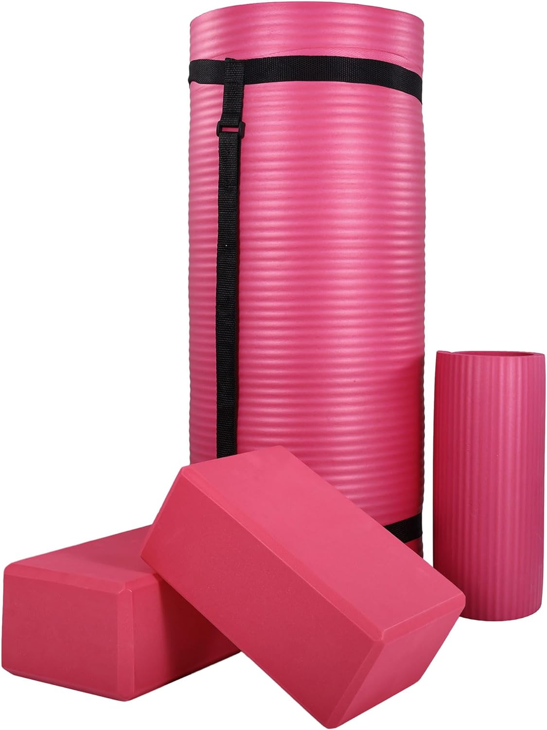 BalanceFrom Exercise Yoga Mat for Home Workout, 1” Thick, Optional Blocks & Knee Pad