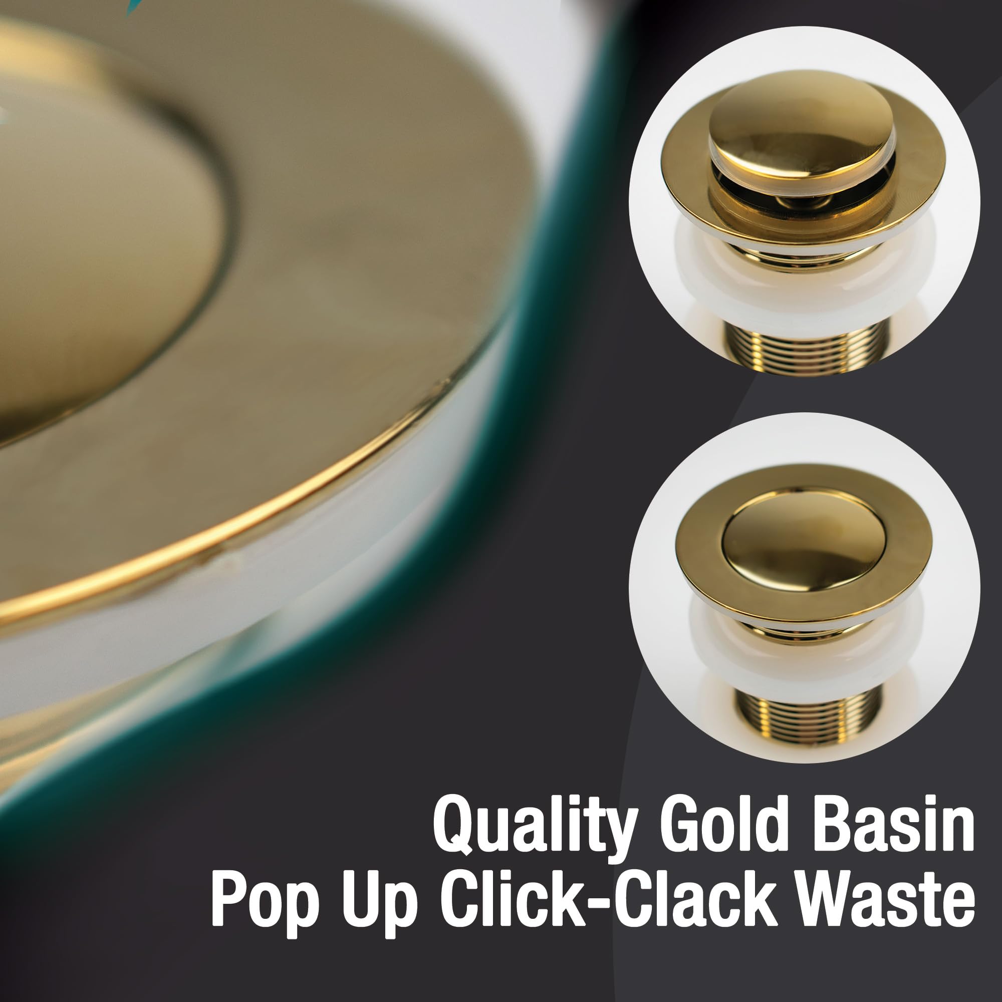 Xcel Home Gold Slotted Click Clack Basin Waste, Standard | Gold - Image 2
