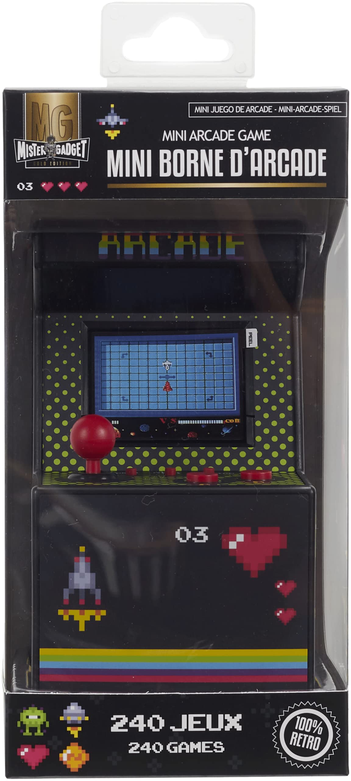 MISTER GADGET Mini Cabinato Arcade 240 Giochi Classici Rétro Nero