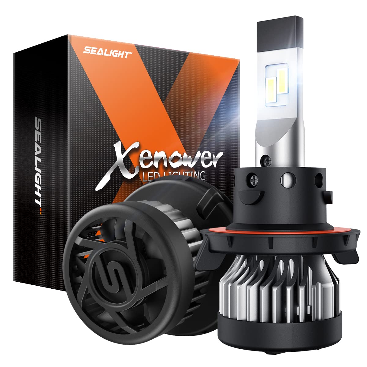 SEALIGHTX2 H13/9008 Light Bulbs, Super Bright Fog Light Bulbs with Turbo Fan, Plug and Play, IP68, Pack of 2