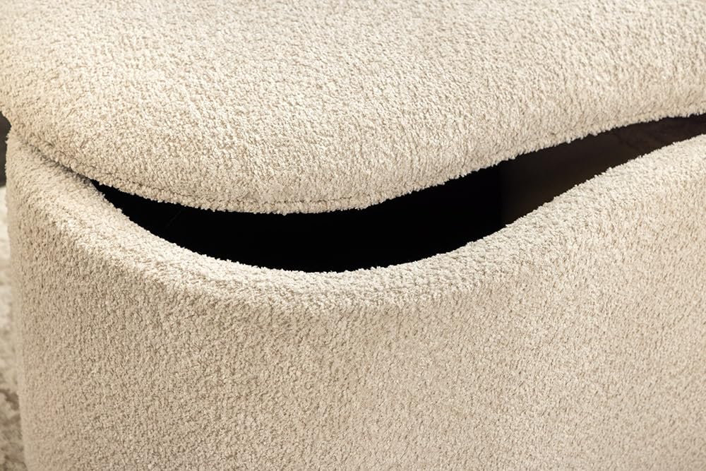 Riess Ambiente Extravagante Polsterbank Elemental - 120cm - Champagner beige - Feinstrick Bouclé mit Stauraum