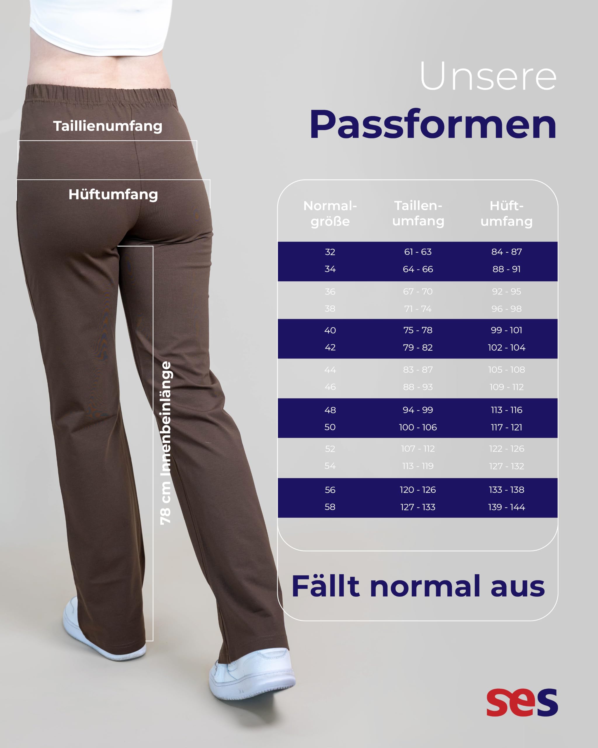 SES Lot de 2 leggings évasés en coton pour femme - Taille 32/34 - 56/58 - Pantalon de jazz confortable à jambe large - Pantalon de yoga pour femme avec taille douce