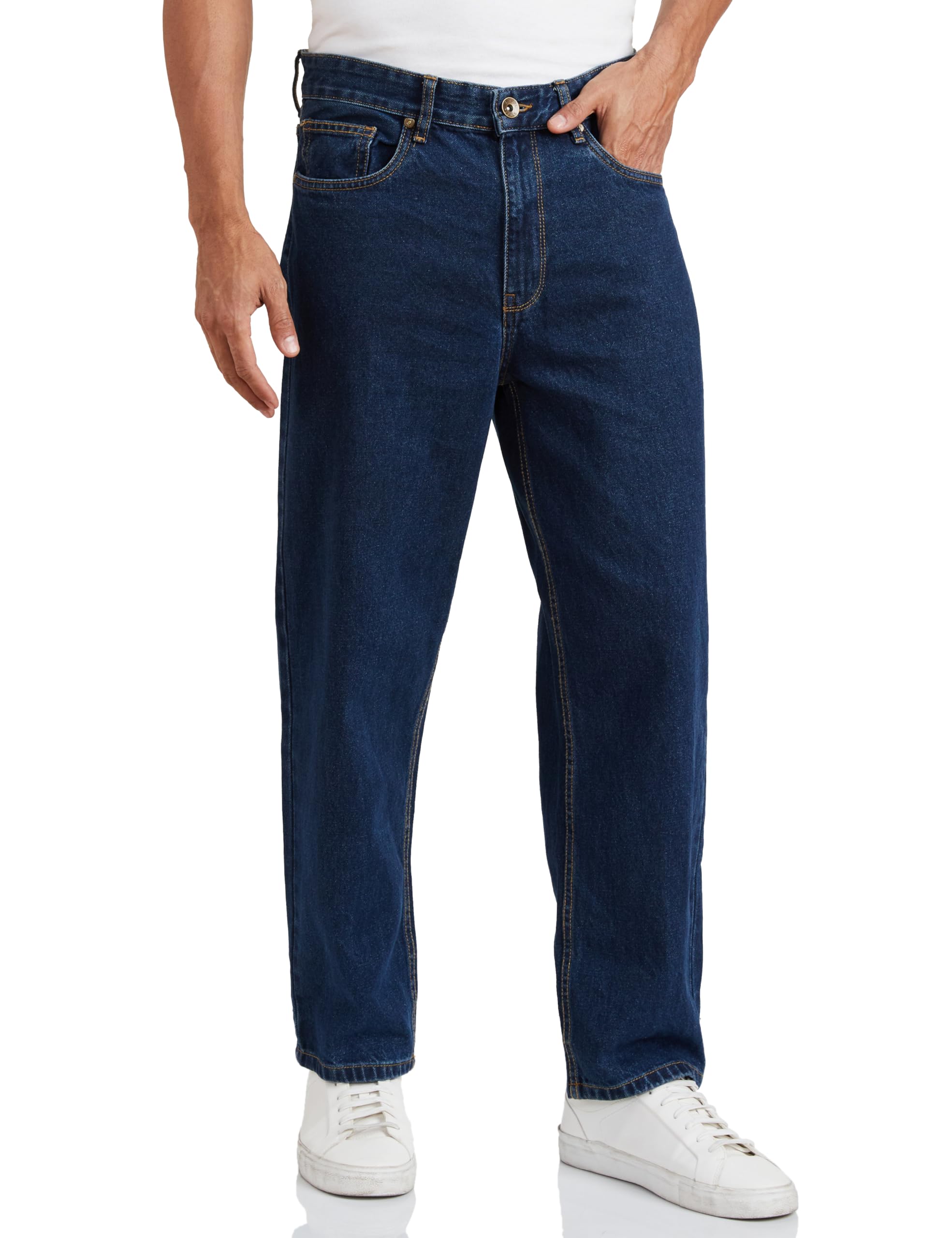 amazon brand - symbol Men's Baggy Fit Cotton Jeans | Mid Rise | Loose & Relaxed | Oversized Jeans Pant-picture-26