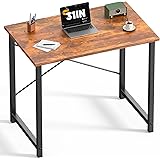 DUMOS 32 in Small Computer Desk for Home Office, Modern Study Work Table Simple Style for Bedroom, Writing Desks with X-Shaped Reinforcement, Rust