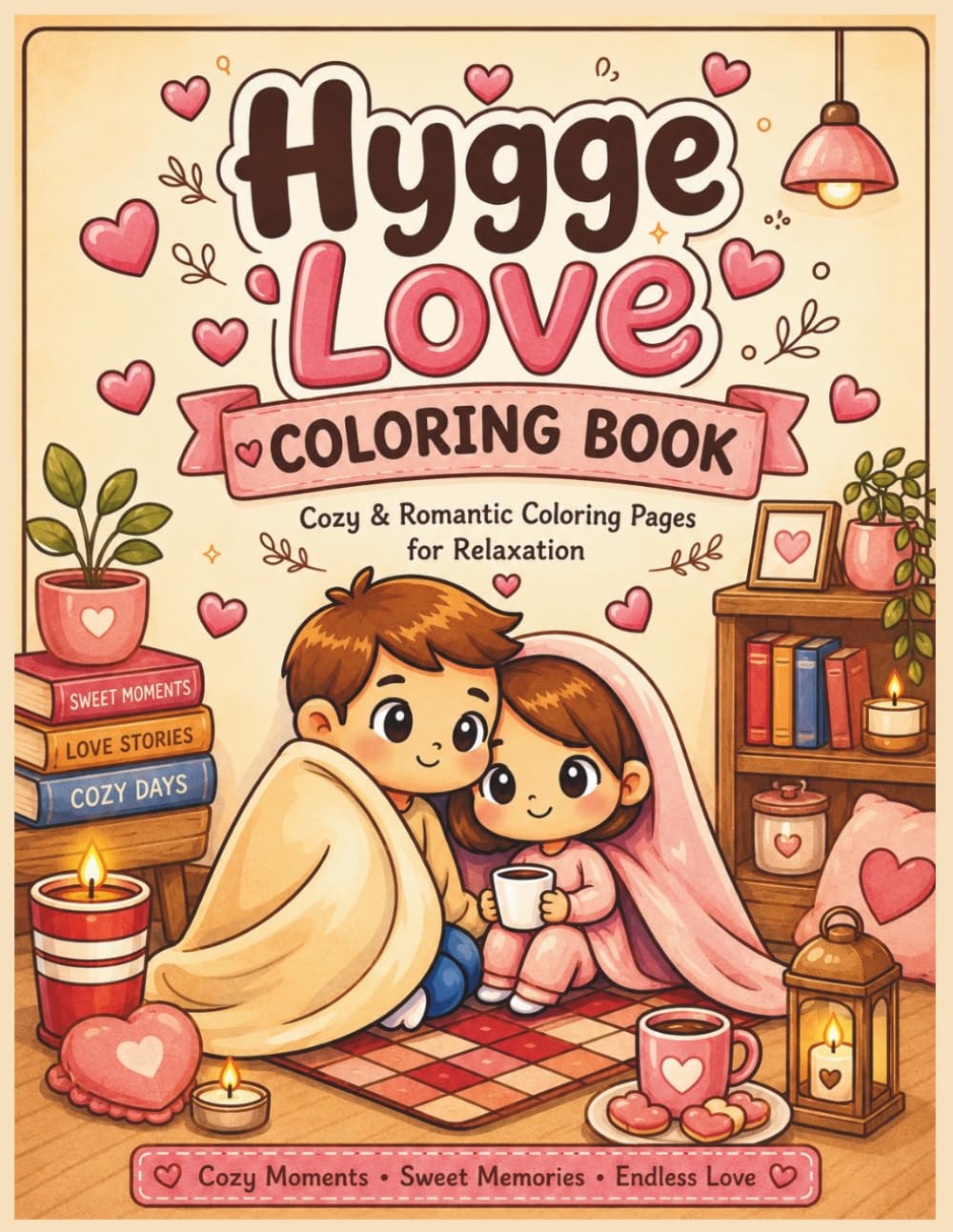 Hygge Love Coloring Book: Cozy & Romantic Coloring Pages for Adults and Teens | Cute Relaxing Hygge Scenes, Couples, Café Moments & Self Care Art