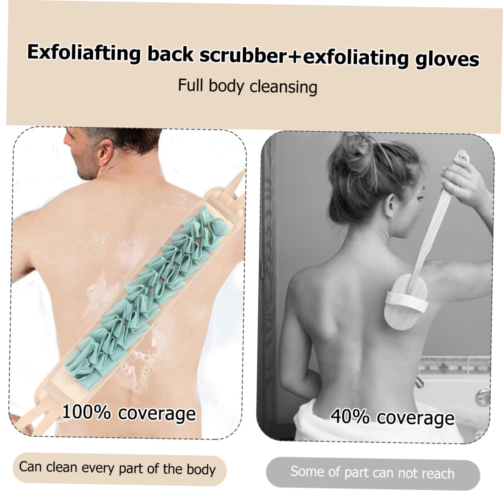 minkissy 6 Piezas Toalla De Baño Depurador De Esponja De Masaje Para El Cuerpo Guantes De Masaje Exfoliante Esponja Corporal Proposito Doble Cinturón De Baño Poliéster Algodón