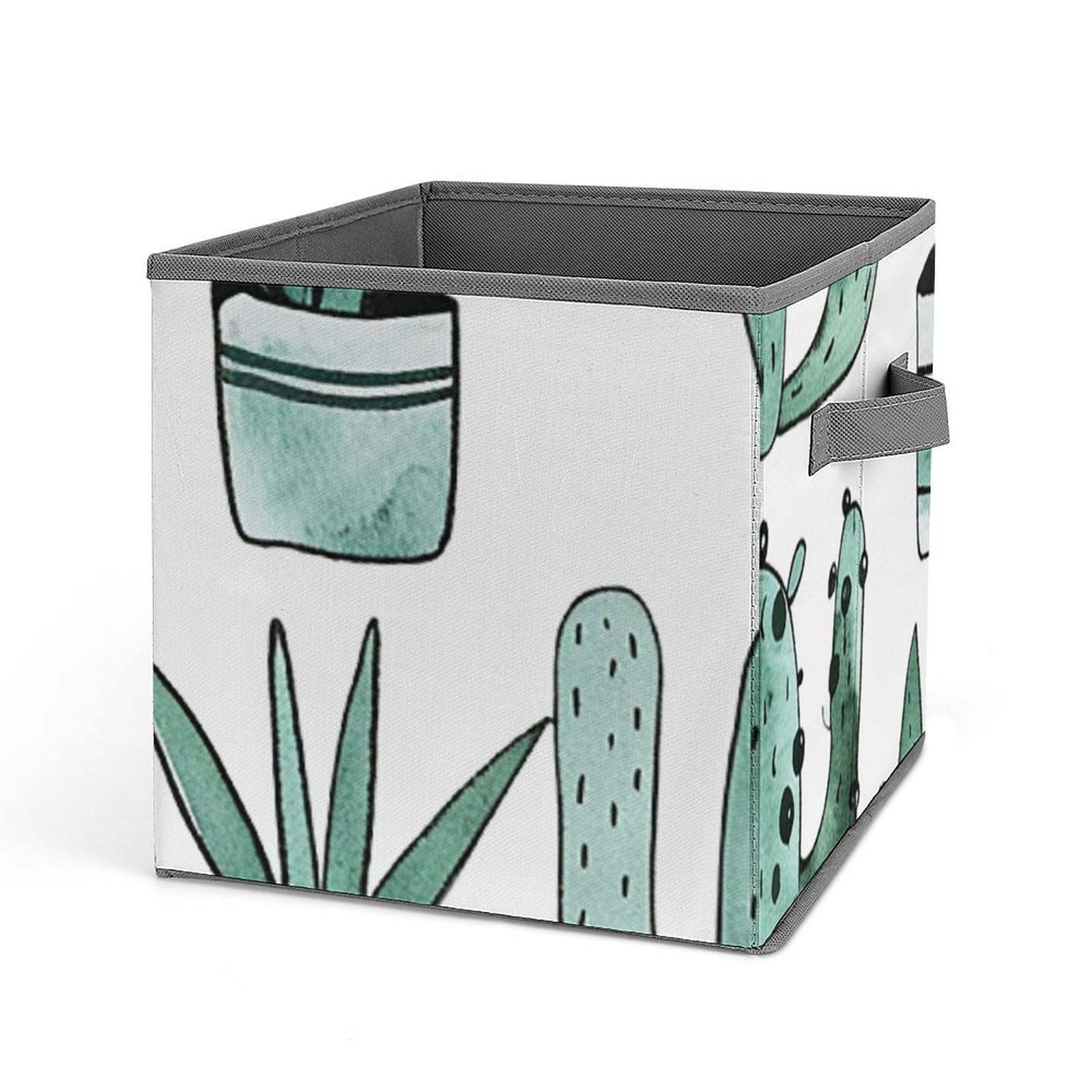 Bac de rangement cactus pliable de 26,9 cm avec double poignées pour vêtements et jouets