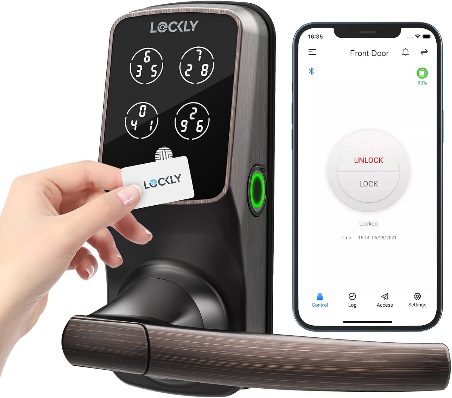 Lockly Secure Plus, RFID Card Smart Lock, Keyless Entry Door Lock, PIN Genie® Keypad, 3D Fingerprint Biometric Sensor, Auto Lock – Venetian Bronze (PGD628FCVB) – Latch Edition Lockly Secure Plus, RFID Card Smart Lock, Keyless Entry Door Lock, PIN Genie® Keypad, 3D Fingerprint Biometric Sensor, Auto Lock – Venetian Bronze (PGD628FCVB) – Latch Edition