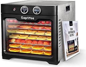 𝐒𝐞𝐩𝐭𝐫𝐞𝐞 Food Dehydrator for Jerky,8 Stainless Steel Dehydrator with 8.8ft² Drying Space, Food Dryer Machine for Meat, Fruit, Beef, Herbs, and Pet Food with with Adjustable Timer and 190°F Temperature
