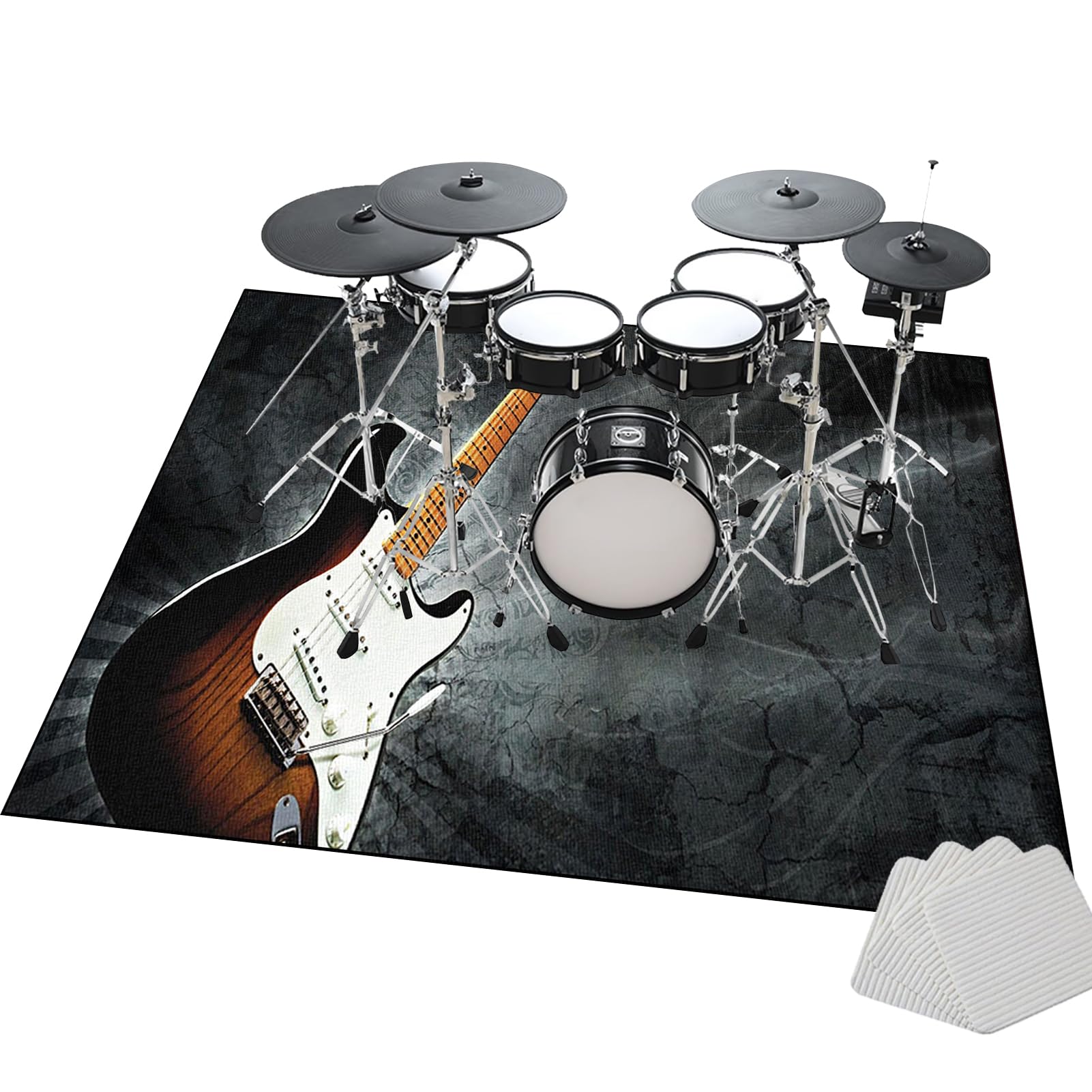 Drum Teppich, Elektrisches Schlagzeug Teppich, Schallschutzdecke Professionelles Elektronisches Jazz Schlagzeug Kit, rutschfeste Trommel Teppiche 140 x 100 cm, Schallschutzteppich für Studio, Wohnung