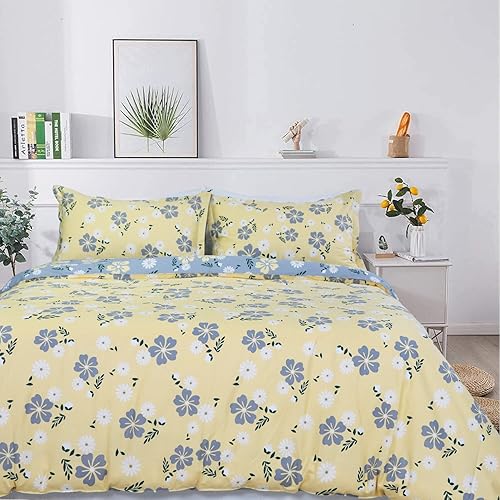 Miniatura 7 de Usfivefam Juego de funda de edredón de algodón floral, tamaño Queen, juego de funda de edredón reversible de 3 piezas, estilo jardín botánico, ultra