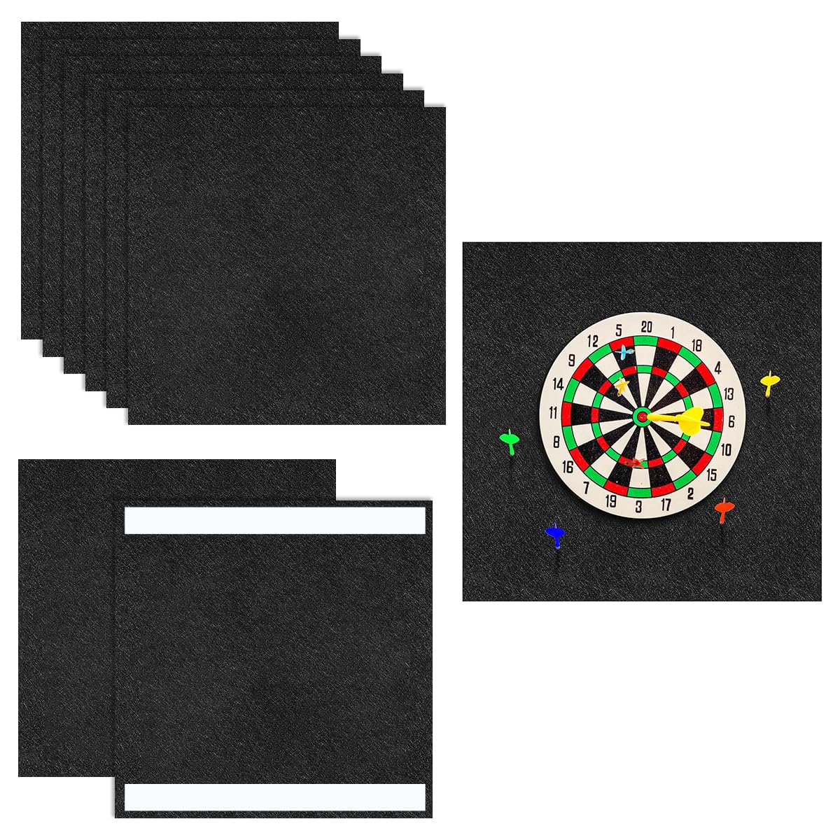 Protection Murale pour Cible de Fléchettes, 60 * 90CM Protection Murale en Feutre Protection Pliante de Jeu de Fléchettes pour Carreaux Muraux en Feutre, Dos en Liège, Autocollantes