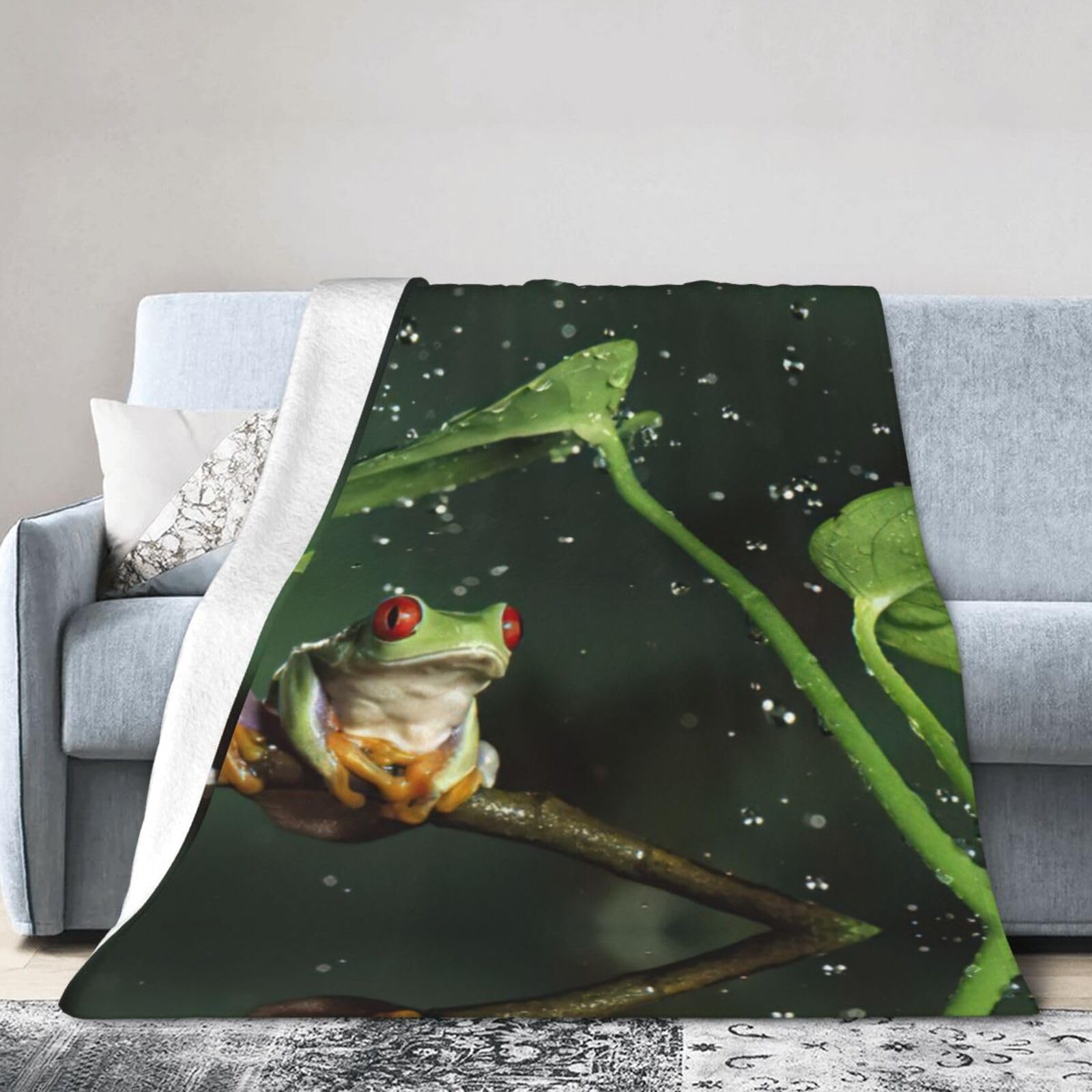 Uusnwaa Soft Cosy Fleece Warm Throw Peace Tree Frog Print Blanket