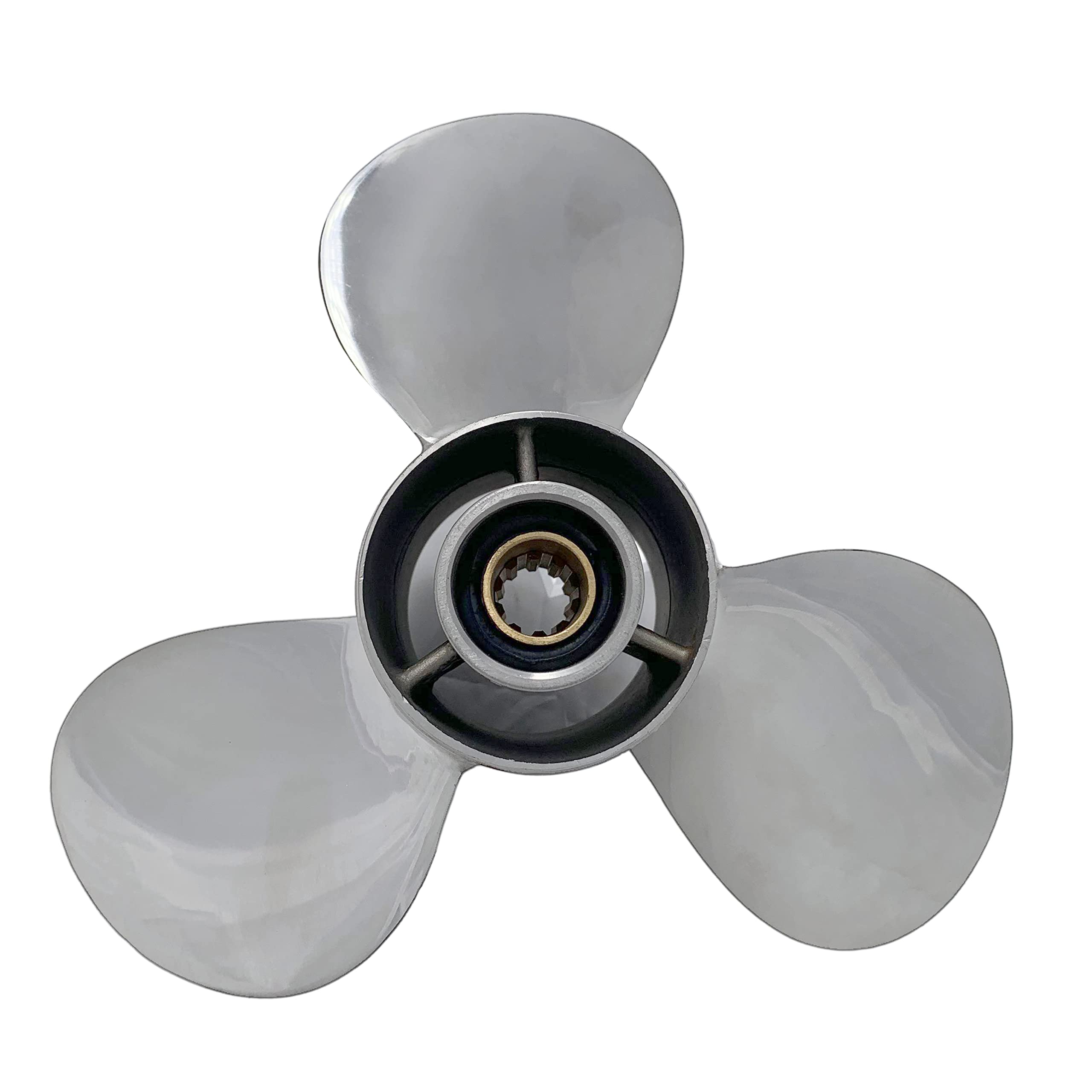Hélice Aluminium Moto Marine 9 7/8 X 12-F – Compatible 20-30 CH, Remplace 664-45954-00-EL, 10 Cannelures