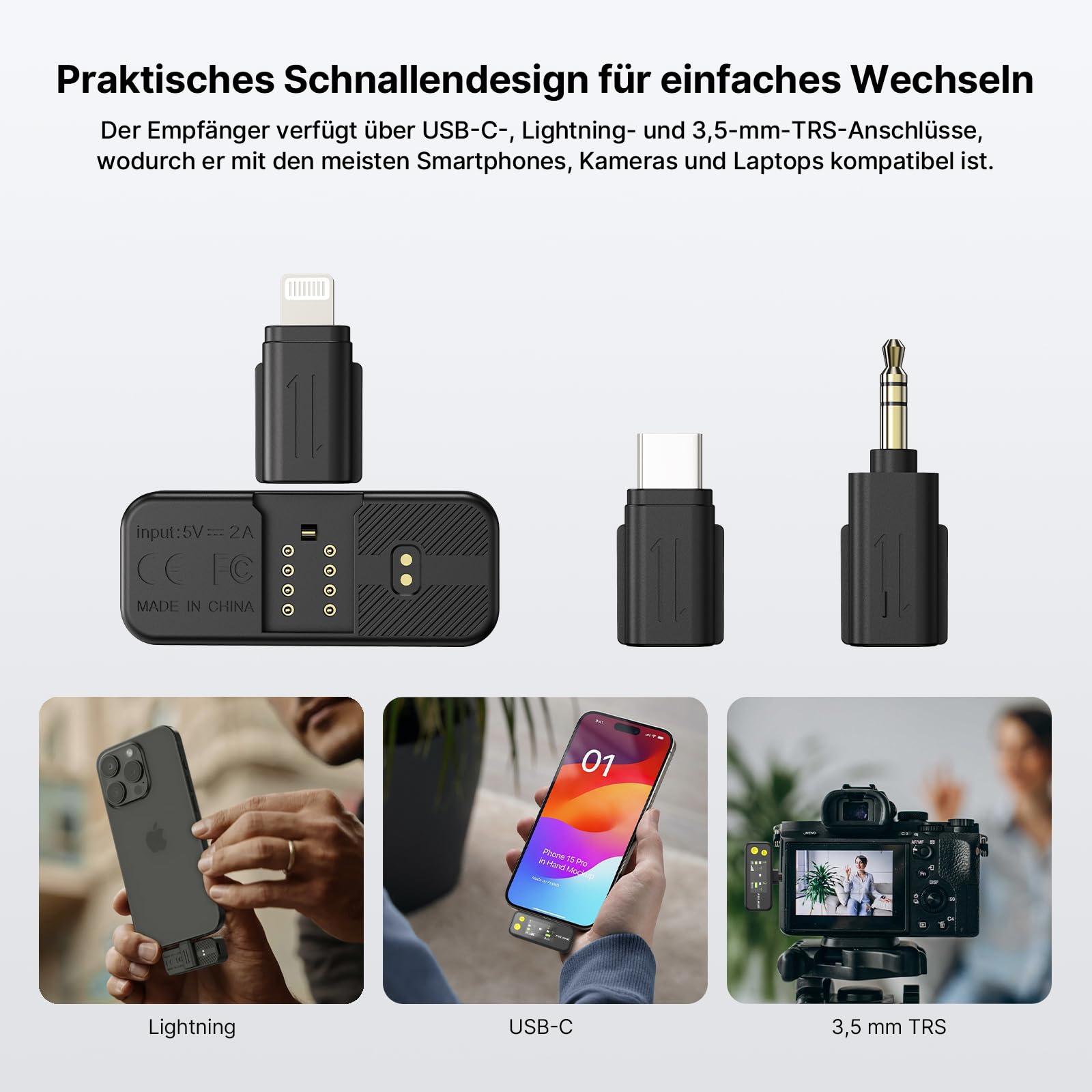 FULAIM X5M Wireless Lavalier Mikrofon Set mit Ladeetui, Plug & Play Ansteckmikrofon, DSP Rauschunterdrückung, Echtzeit-Monitoring, 18h Aufnahme, kompatibel mit Handy, Android, Kamera, PC
