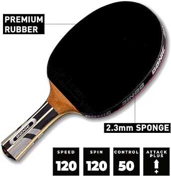 Donic-Schildkröt Waldner 5000 Table Tennis Bat, ABP Handle, Sponge 2.3 mm, Carbon Wood, Liga Pad - ITTF, 751805