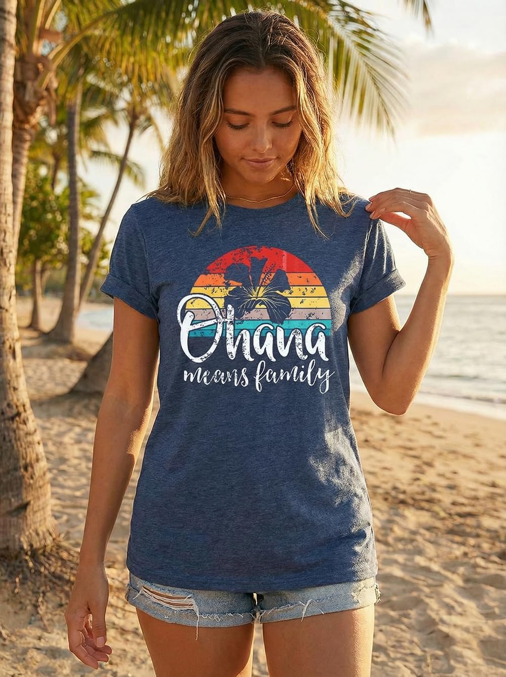 Hawaiian Shirts for Women Palm Trees Beach Graphic Tee Tops Summer Vacation Short Sleeve Tshirt Tops - Image 2