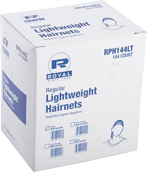 Royal RPH144LTBK-IN 24 Black Light Weight Hairnet, Disposable and Latex Free, Package of 144