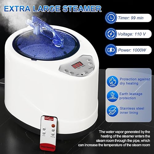 Miniatura 5 de Caja de sauna portátil mejorada para relajación, desintoxicación, sauna de vapor para el hogar con vapor, control remoto, silla plegable, 9 niveles,