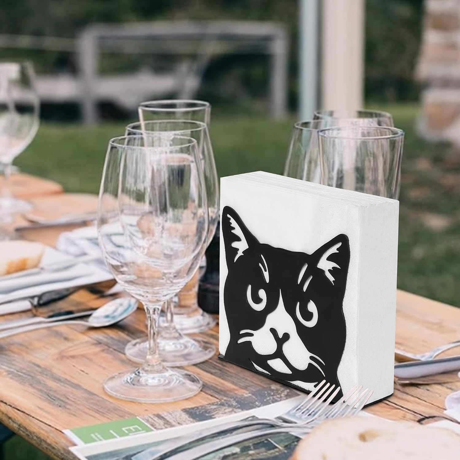 Napkin Holder for Table, Metal Napkin Holders for Kitchen Dining Farmhouse Cocktail Picnic Bar Rustic, Modern Napkins Holder for All Dining Room Decors (Cat), Valentine's Day Decoration Gifts