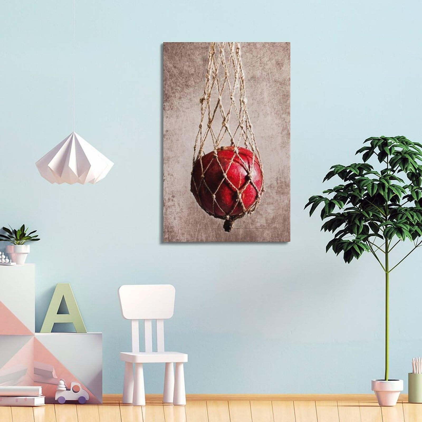 Granatapfel im Netzbeutel Wandkunst, Retro-Druck, Obstposter, altmodisches Leinwandbild, klassische Dekoration für Wohnzimmer, Schlafzimmer, Arbeitszimmer, Poster, dekorative Malerei, Leinwand