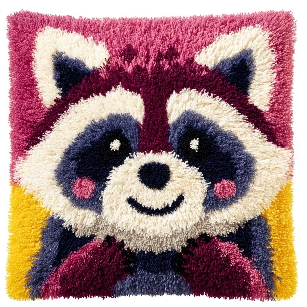 AxiangziK Latch Hook Cushion Kits for Beginners,Smiling Raccoon
