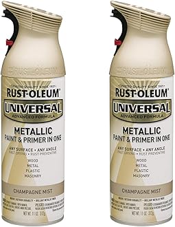 Rust-Oleum 261415-2PK Universal All Surface Metallic Spray Paint, 11 oz, Champagne Mist, 2 Pack