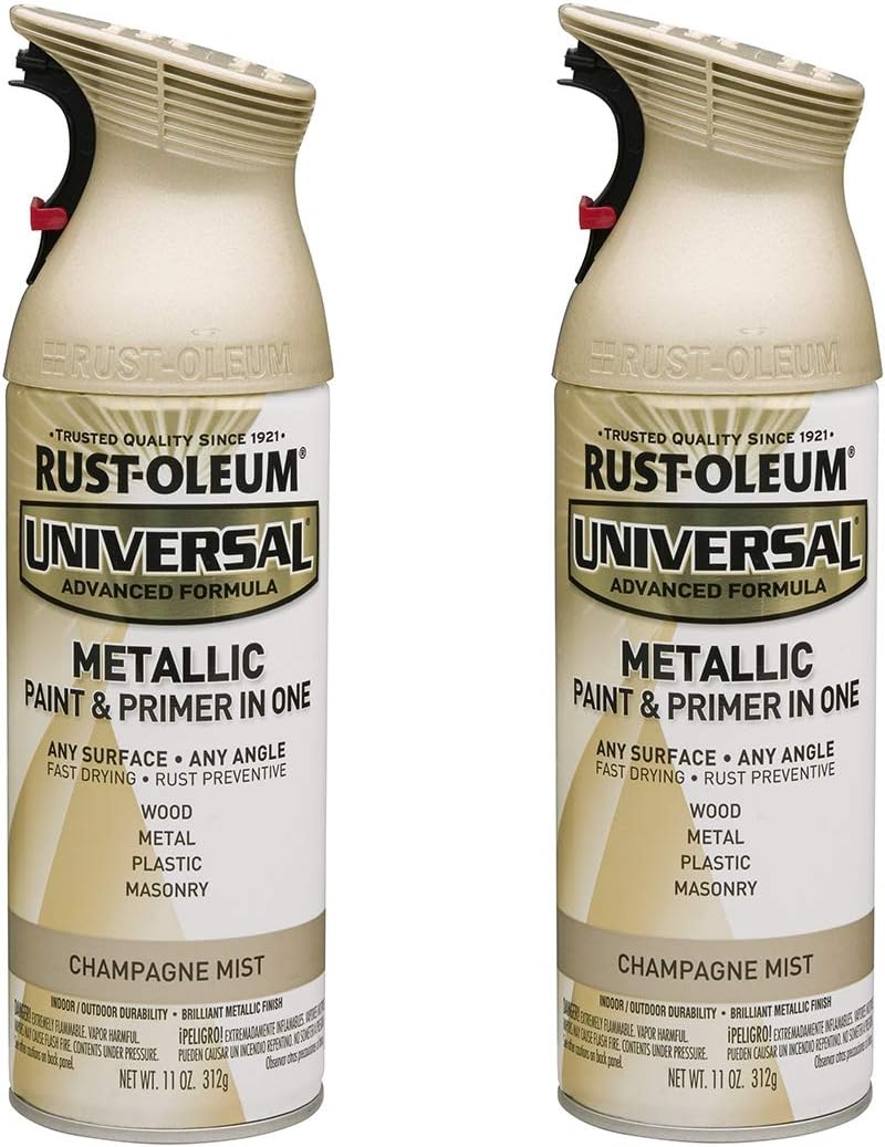 Rust-Oleum 261415A2 Universal All Surface Metallic Spray Paint, 2 Pack, Champagne Mist, 2 Count