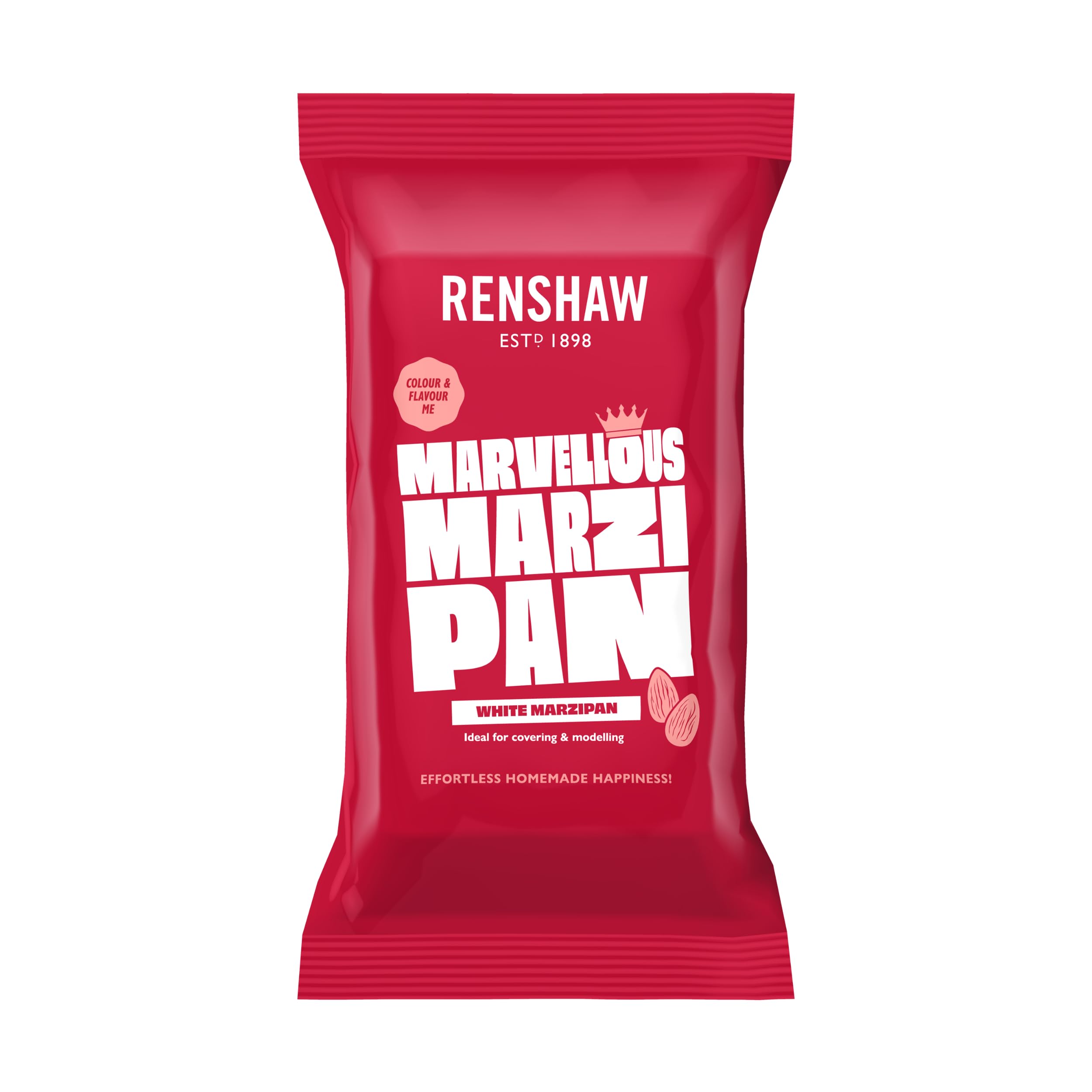 RENSHAW Ready Rolled White Marzipan Disc For 8” Cake, Marzipan for Cakes, Ready Rolled Marzipan ​- WHITE 500g